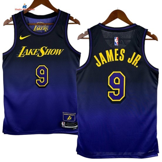 Acquista Maglia NBA Nike Los Angeles Lakers 9# Bronny James Jr. Porpora Città 2024-25