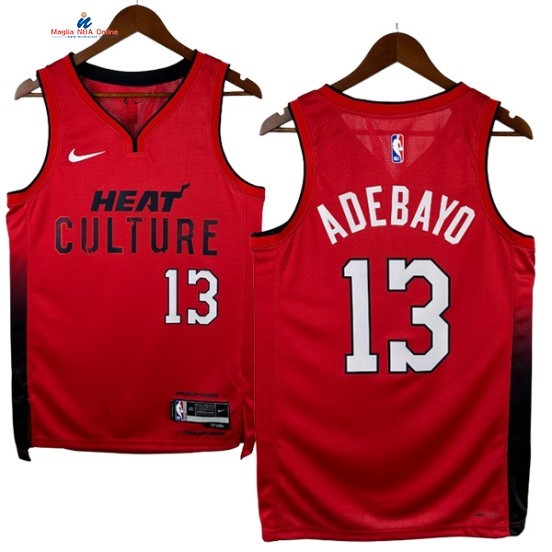 Acquista Maglia NBA Nike Miami Heat 13# Bam Adebayo Rosso Città 2025