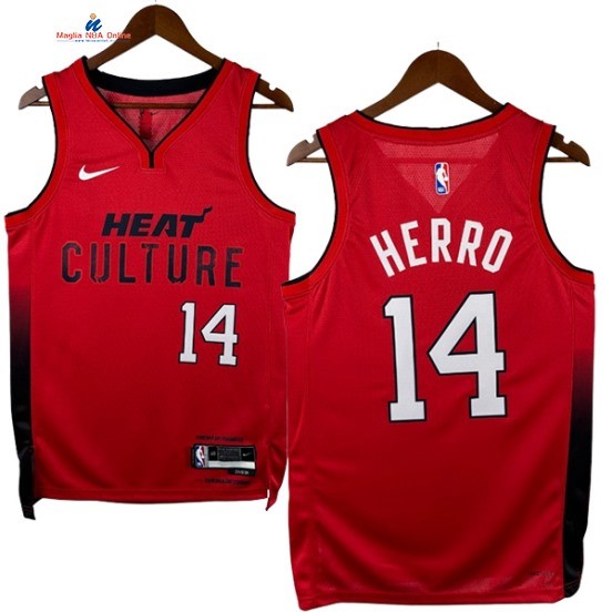 Acquista Maglia NBA Nike Miami Heat 14# Tyler Herro Rosso Città 2025