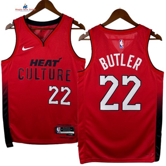 Acquista Maglia NBA Nike Miami Heat 22# Jimmy Butler Rosso Città 2025