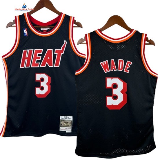 Acquista Maglia NBA Nike Miami Heat 3# Dwyane Wade Nero Hardwood Classics 2013-14