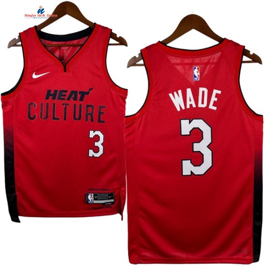 Acquista Maglia NBA Nike Miami Heat 3# Dwyane Wade Rosso Città 2025