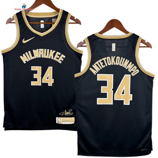 Acquista Maglia NBA Nike Milwaukee Bucks 34# Giannis Antetokounmpo Nero Select Series 2024
