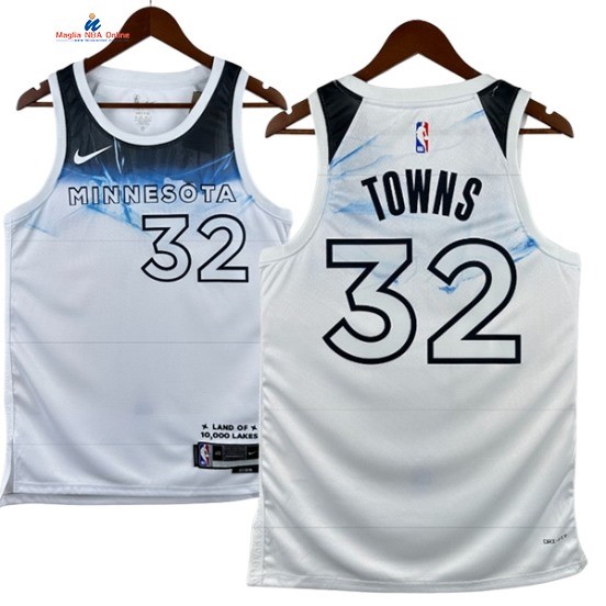 Acquista Maglia NBA Nike Minnesota Timberwolves 32# Karl Anthony Towns Bianco Città 2025
