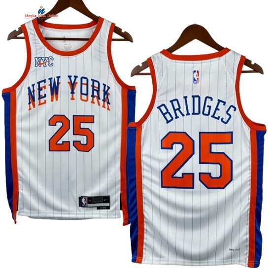 Acquista Maglia NBA Nike New York Knicks 25# Mikal Bridges Bianco Città 2025