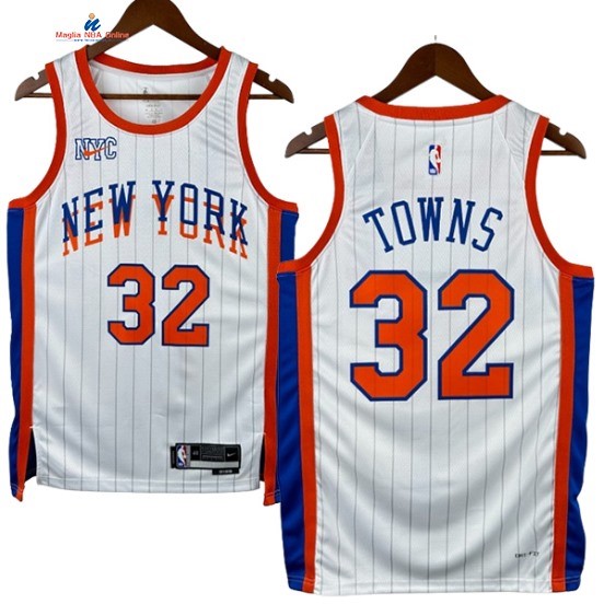 Acquista Maglia NBA Nike New York Knicks 32# Karl Anthony Towns Bianco Città 2025