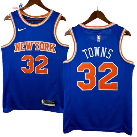 Acquista Maglia NBA Nike New York Knicks 32# Karl Anthony Towns Blu Icon 2024-25