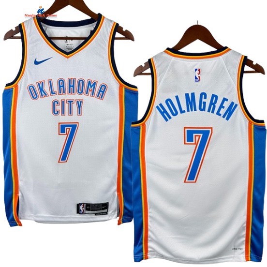 Acquista Maglia NBA Nike Oklahoma City Thunder 7# Chet Holmgren Bianco Association 2025