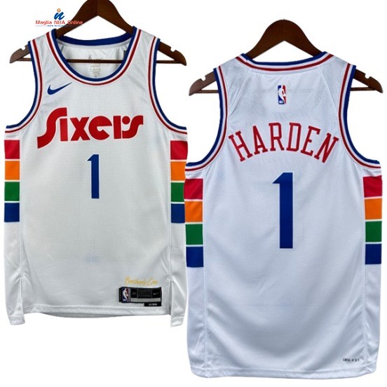 Acquista Maglia NBA Nike Philadelphia 76ers 1# James Harden Bianco Città 2025