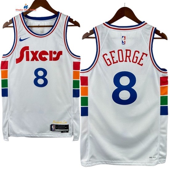 Acquista Maglia NBA Nike Philadelphia 76ers 8# Paul George Bianco Città 2025