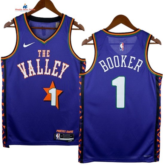 Acquista Maglia NBA Nike Phoenix Suns 1# Devin Booker Porpora Città 2025
