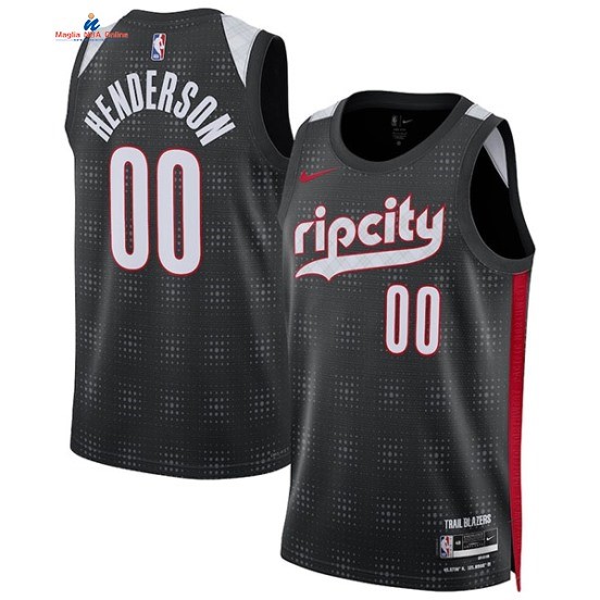 Acquista Maglia NBA Nike Portland Trail Blazers 00# Scoot Henderson Città Nero 2024-25