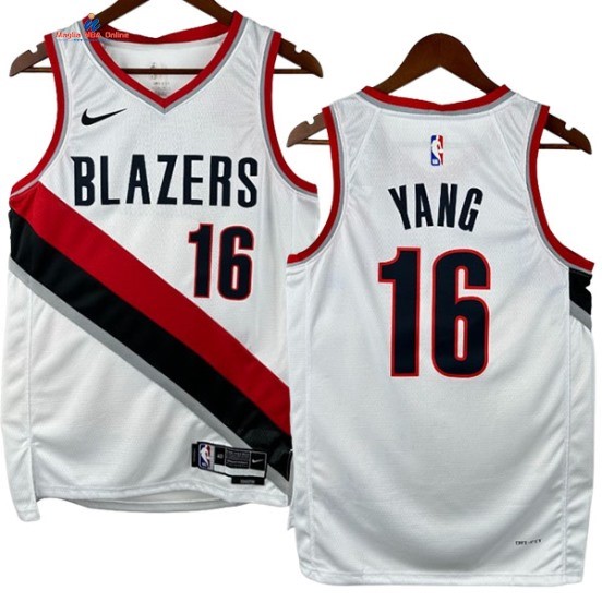 Acquista Maglia NBA Nike Portland Trail Blazers 16# Hansen Yang Bianco Association 2024-25