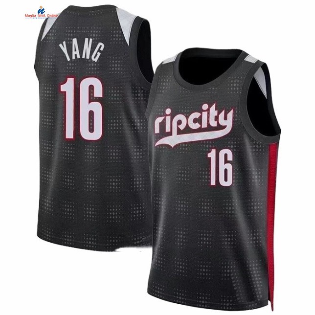 Acquista Maglia NBA Nike Portland Trail Blazers 16# Hansen Yang Città Nero 2024-25
