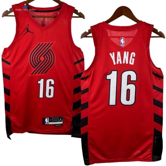 Acquista Maglia NBA Nike Portland Trail Blazers 16# Hansen Yang Rosso Statement 2024-25