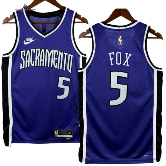 Acquista Maglia NBA Nike Sacramento Kings 5# De'Aaron Fox Porpora Classics 2024-25