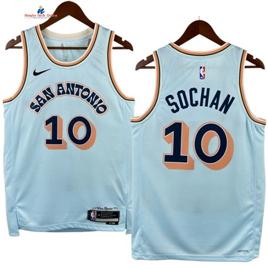 Acquista Maglia NBA Nike San Antonio Spurs 10# Jeremy Sochan Blu Città 2025