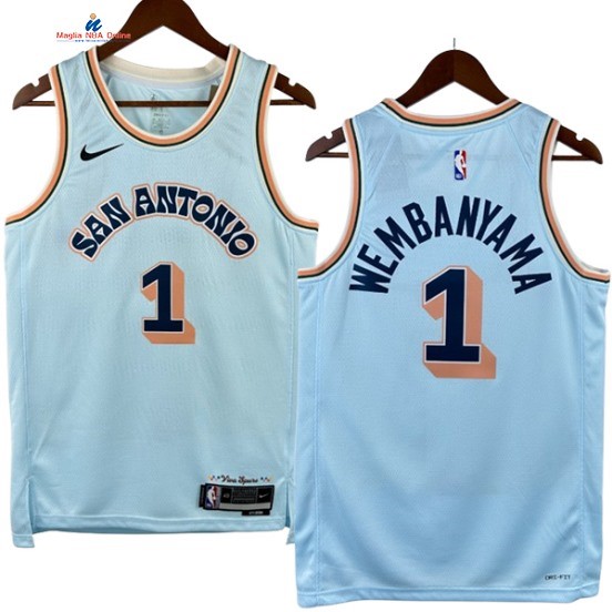Acquista Maglia NBA Nike San Antonio Spurs 1# Victor Wembanyama Blu Città 2025