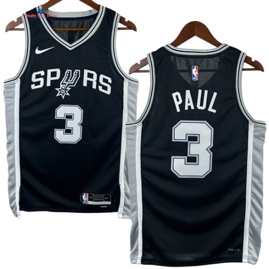 Acquista Maglia NBA Nike San Antonio Spurs 3# Chris Paul Nero Icon 2024-25