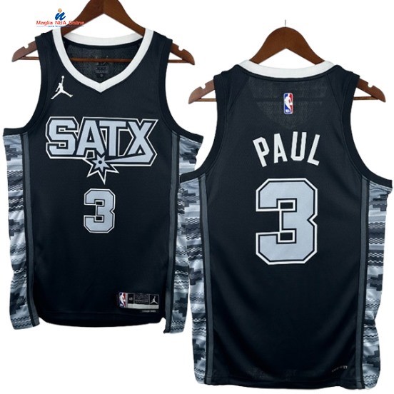Acquista Maglia NBA Nike San Antonio Spurs 3# Chris Paul Nero Statement 2024-25