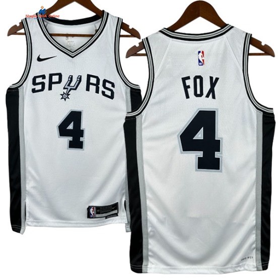 Acquista Maglia NBA Nike San Antonio Spurs 4# De'Aaron Fox Bianco Association 2024-25