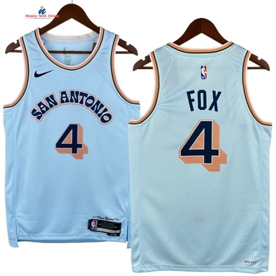 Acquista Maglia NBA Nike San Antonio Spurs 4# De'Aaron Fox Blu Città 2025