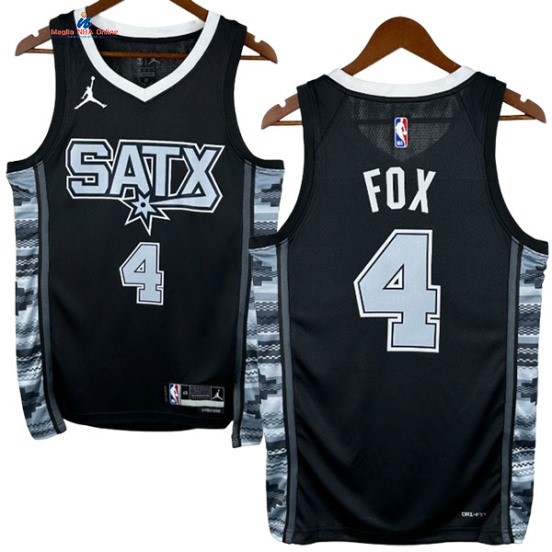 Acquista Maglia NBA Nike San Antonio Spurs 4# De'Aaron Fox Nero Statement 2024-25