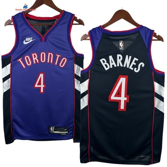 Acquista Maglia NBA Nike TOronto Raptors 4# Scottie Barnes Porpora Nero Statement 2025