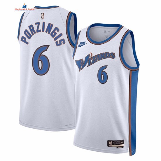 Acquista Maglia NBA Nike Washington Wizards 6# Kristaps Porzingis Bianco Classic 2022-23