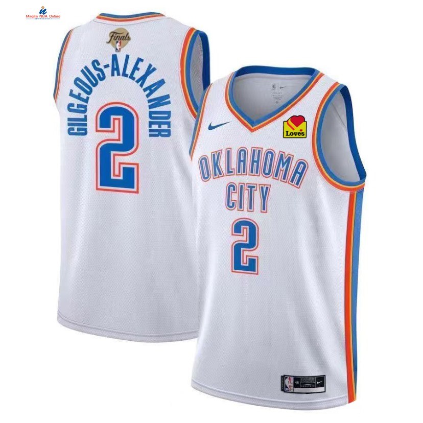 Acquista Maglia NBA Oklahoma City Thunder 2025 NBA Finale 2# Shai Gilgeous Alexander Bianco Association
