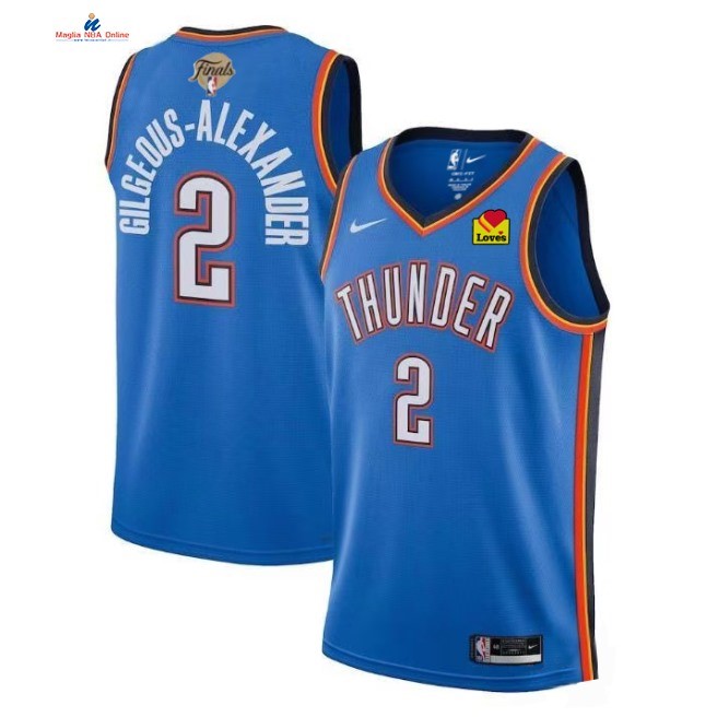 Acquista Maglia NBA Oklahoma City Thunder 2025 NBA Finale 2# Shai Gilgeous Alexander Blu Icon