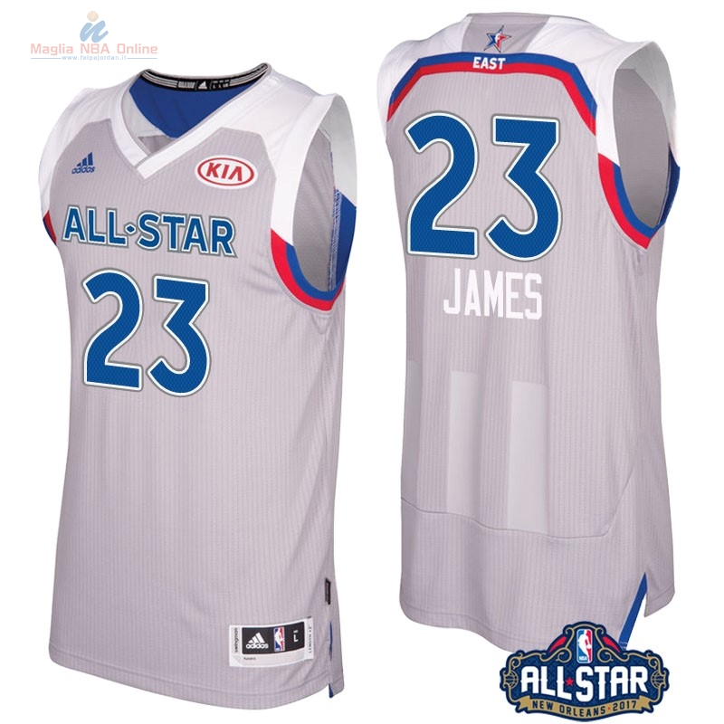 Acquista Maglia NBA 2017 All Star #23 Lebron James Gray