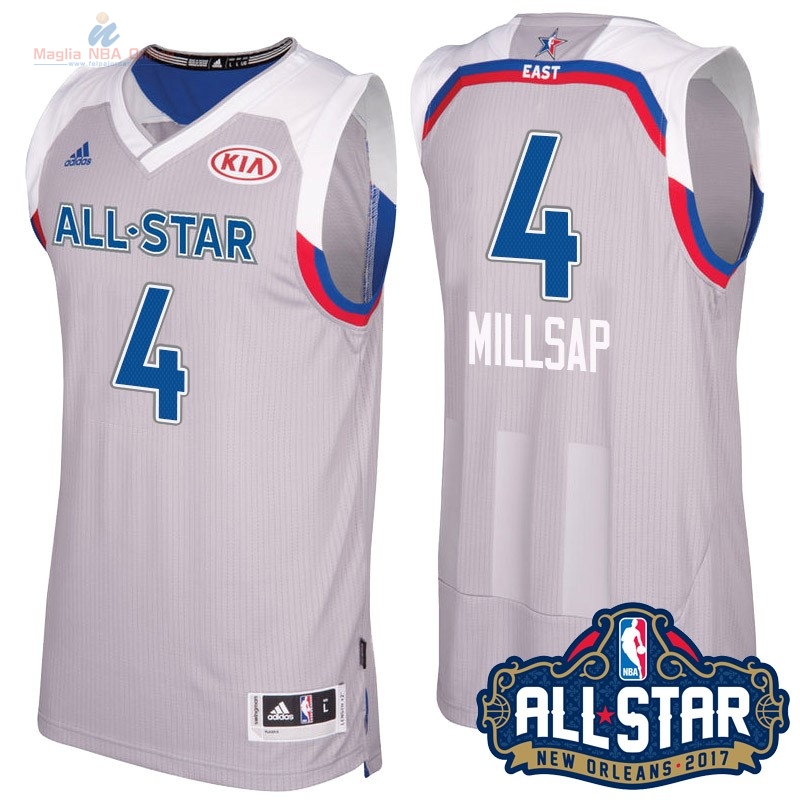 Acquista Maglia NBA 2017 All Star #4 Paul Millsap Gray