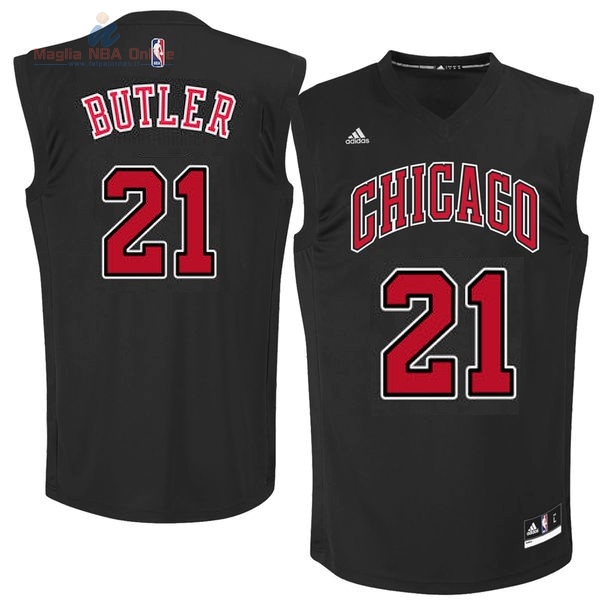 Acquista Maglia NBA Chicago Bulls #21 Jimmy Butler Nero Rosso