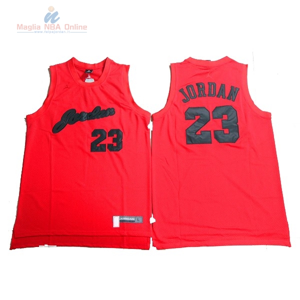 Acquista Maglia NBA Chicago Bulls #23 Michael Jordan Rosso Nero Della Maglia