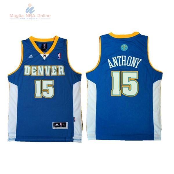 Acquista Maglia NBA Denver Nuggets #15 Carmelo Anthony Retro Blu