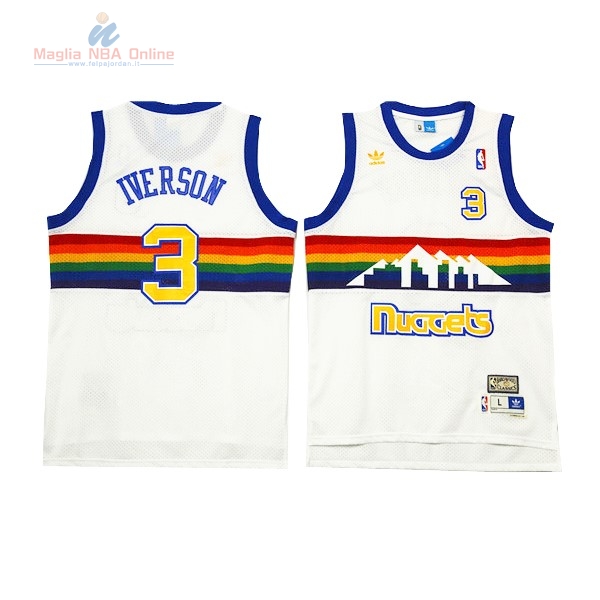 Acquista Maglia NBA Denver Nuggets #3 Allen Iverson Bianco 2016-2017