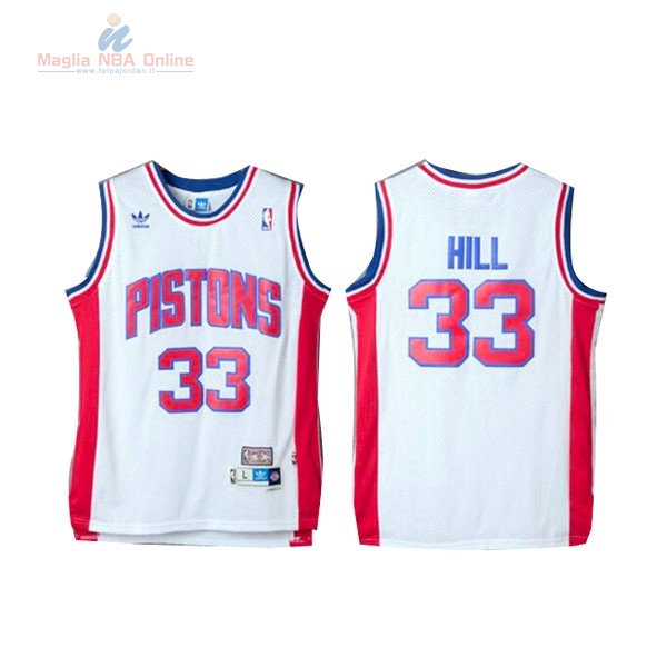 Acquista Maglia NBA Detroit Pistons #33 Grant Hill Retro Bianco