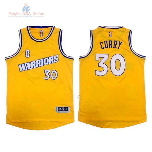 Acquista Maglia NBA Golden State Warriors #30 Stephen Curry Retro Giallo Bianco