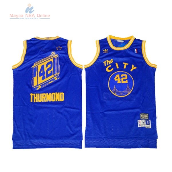 Acquista Maglia NBA Golden State Warriors #42 Nathaniel Thurmond City Blu