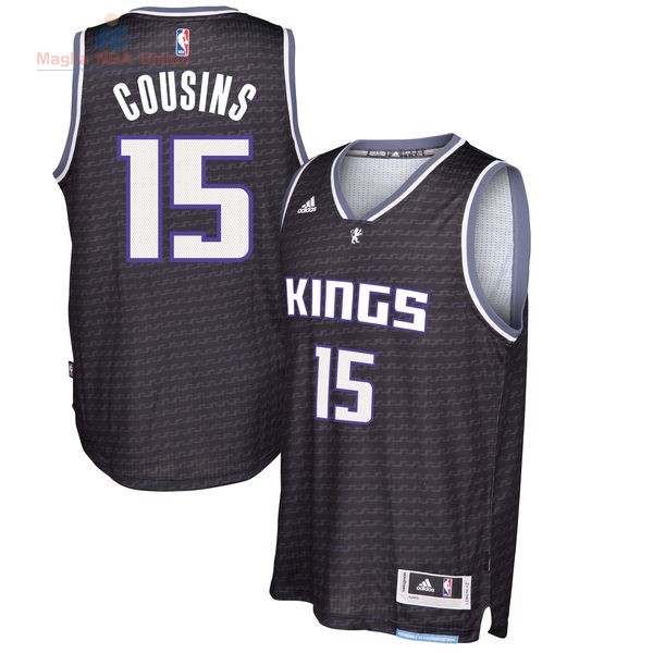 Acquista Maglia NBA Sacramento Kings #15 DeMarcus Cousins Nero Bianco