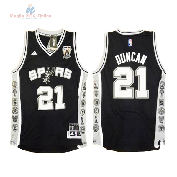 Acquista Maglia NBA San Antonio Spurs #21 Tim Duncan Nero Grigio