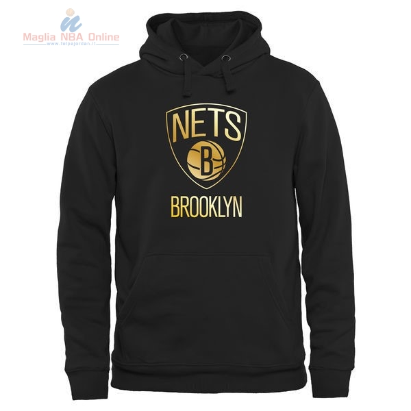 Acquista Felpe Con Cappuccio NBA Brooklyn Nets Nero Oro