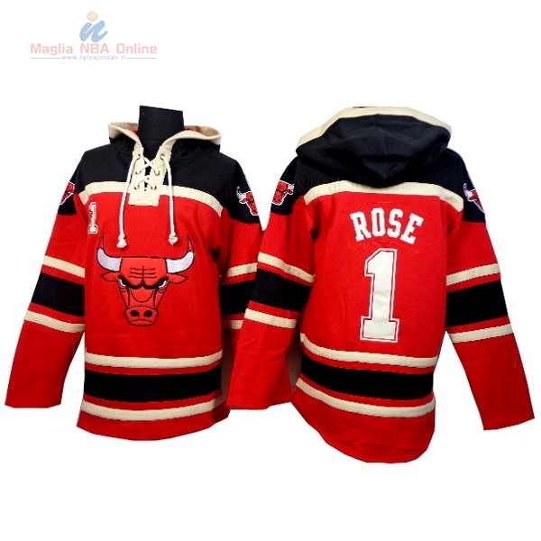 Acquista Felpe Con Cappuccio NBA Chicago Bulls #1 Rose Rosso