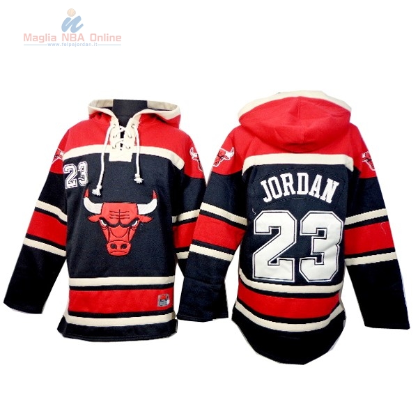 Acquista Felpe Con Cappuccio NBA Chicago Bulls #23 Jordan Nero Rosso Bianco