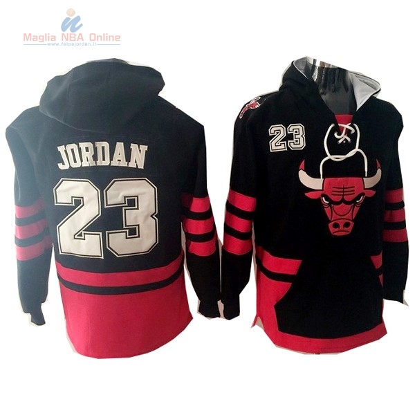 Acquista Felpe Con Cappuccio NBA Chicago Bulls #23 Jordan Nero Rosso