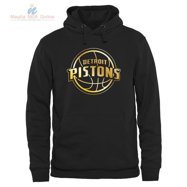 Acquista Felpe Con Cappuccio NBA Detroit Pistons Nero Oro