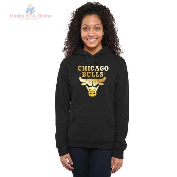 Acquista Felpe Con Cappuccio NBA Donna Chicago Bulls Nero Oro