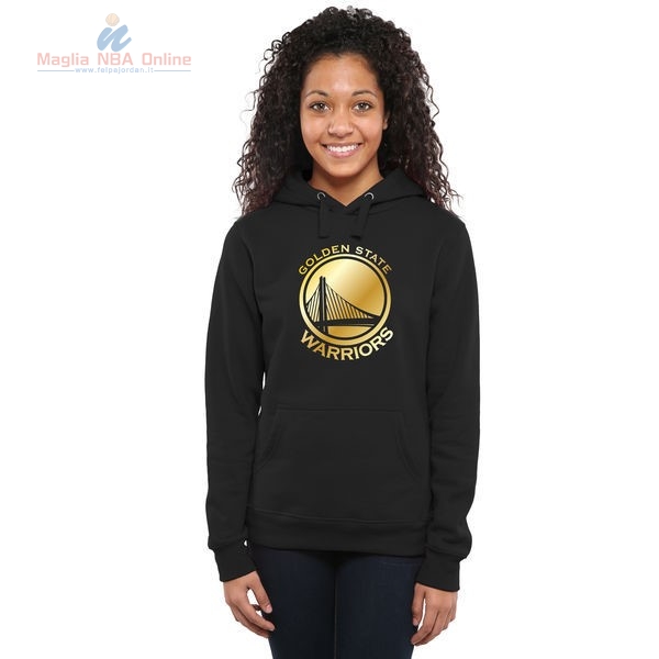 Acquista Felpe Con Cappuccio NBA Donna Golden State Warriors Nero Or