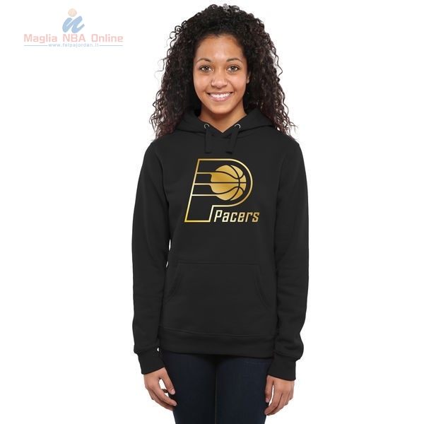 Acquista Felpe Con Cappuccio NBA Donna Indiana Pacers Nero Oro